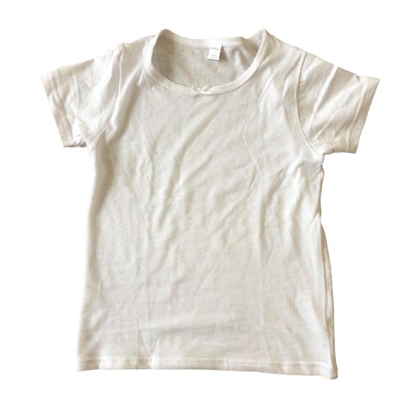white baby tee with a cute white bow measurements... - Depop