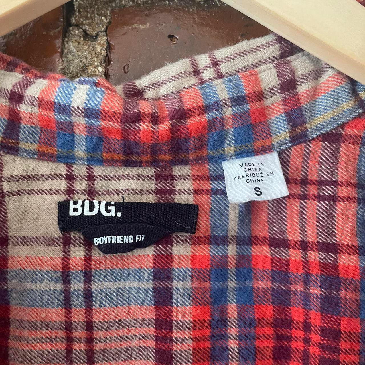 essential bdg plaid flannel shirt tagged size small... - Depop