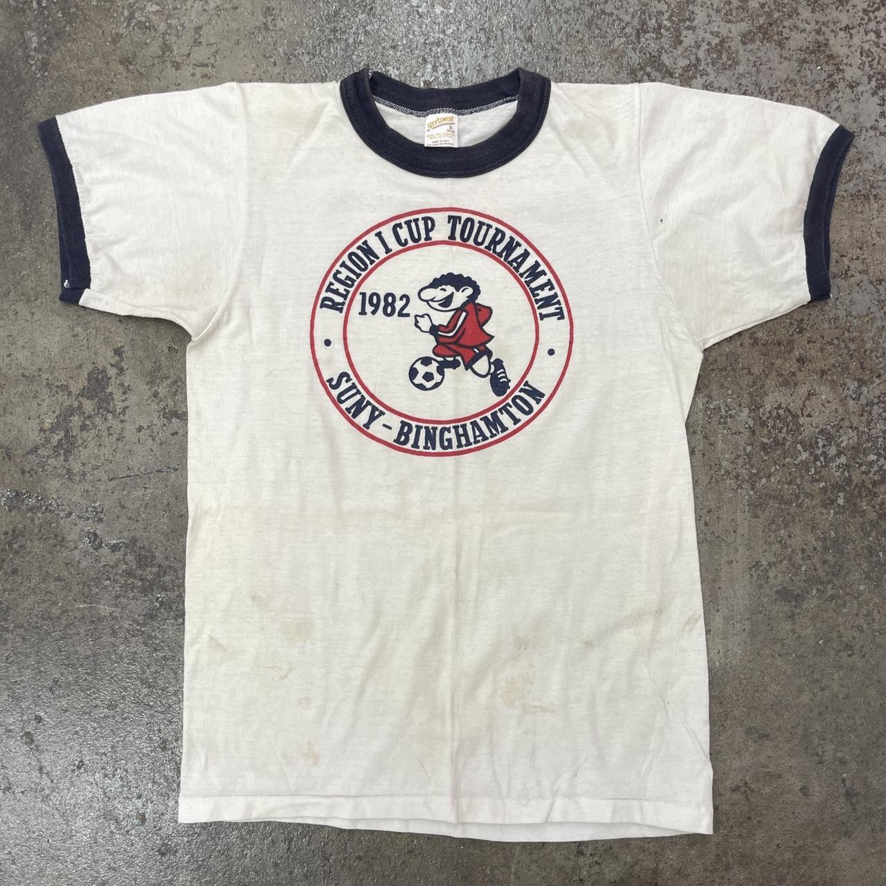 vintage 1980s graphic SUNY Binghamton soccer... - Depop