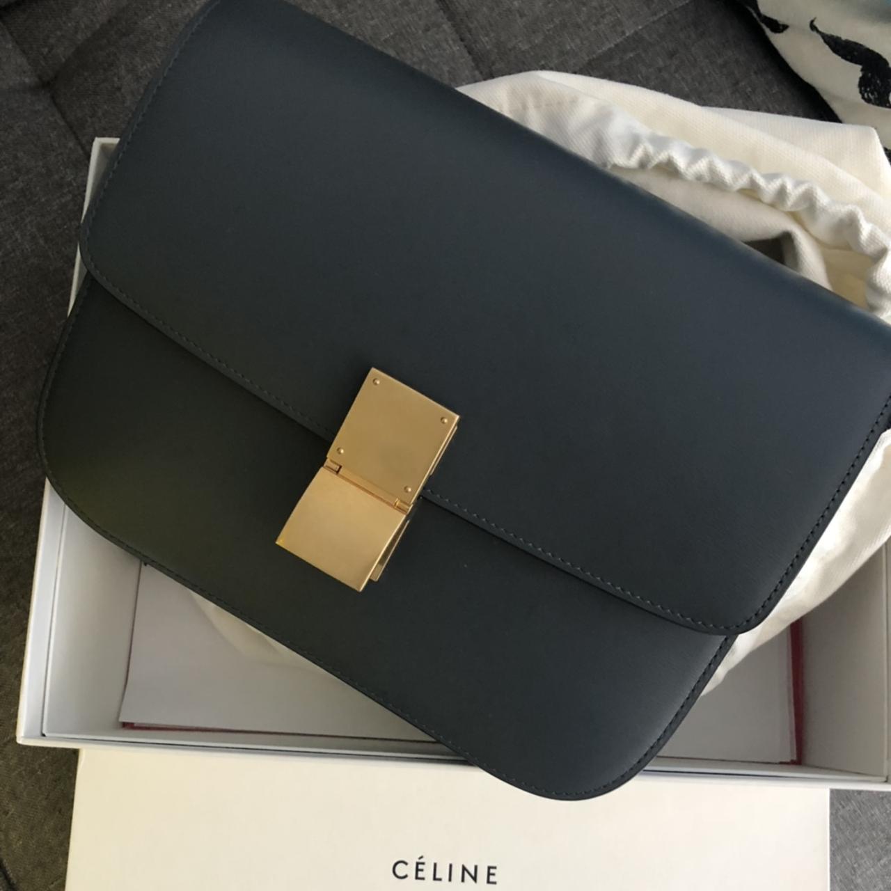 Celine Box Bag Medium, Grey with Silver Hardware, Preowned No