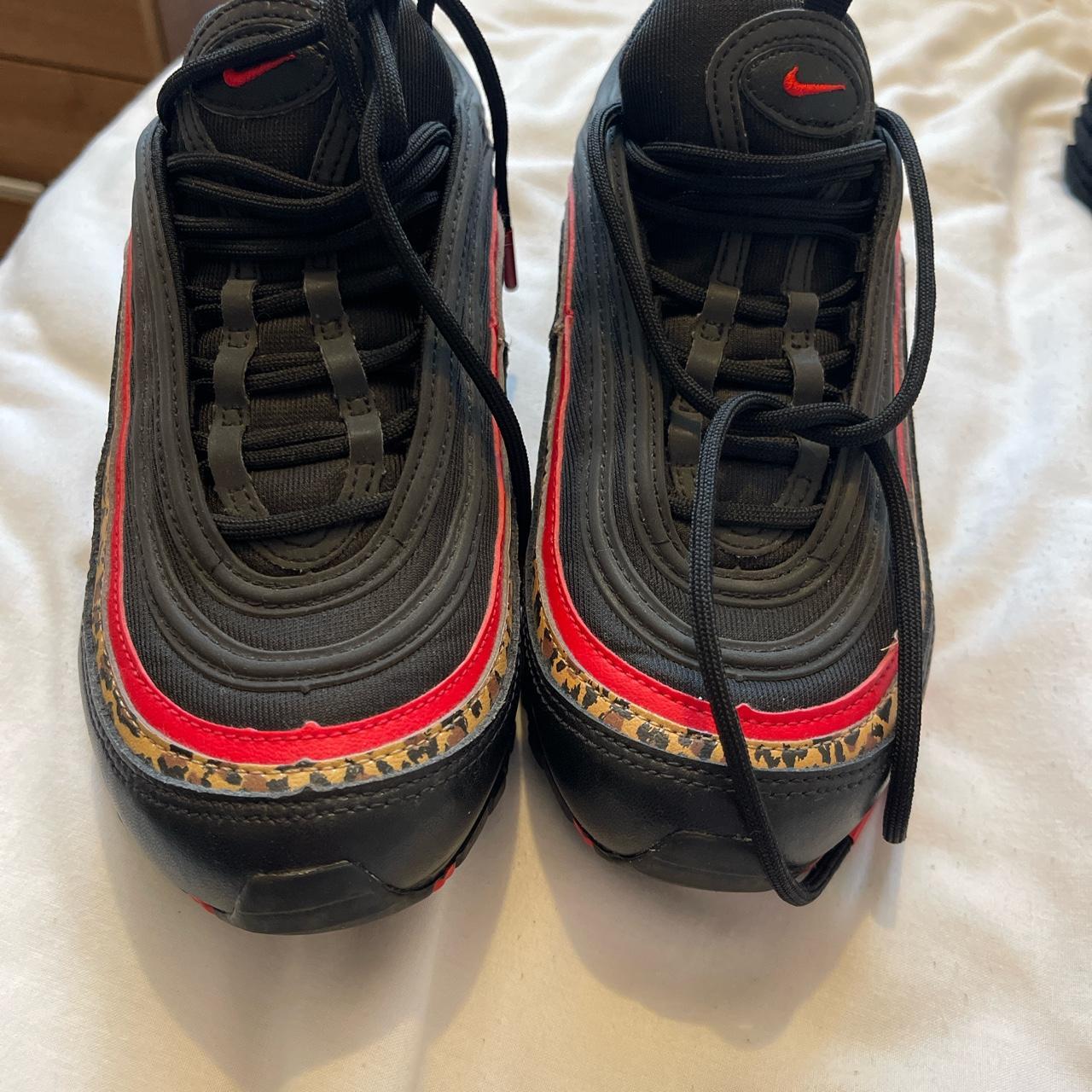 Nike air max 97 leopard print with red black... - Depop