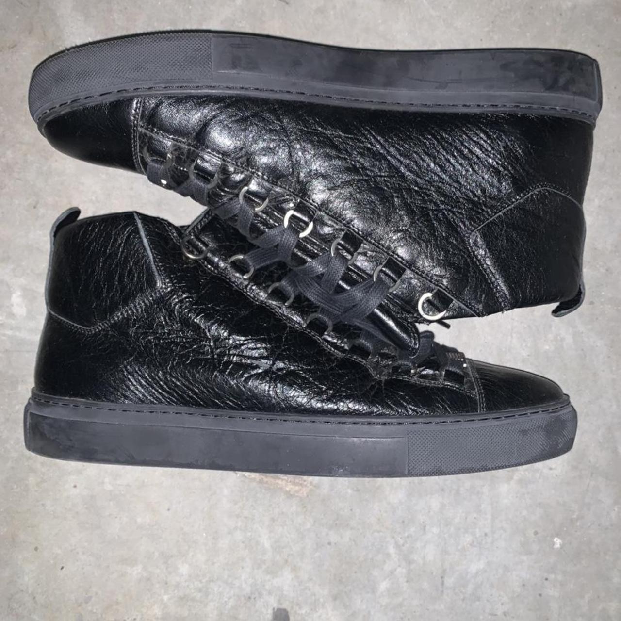 balenciaga arena high shiny black leather