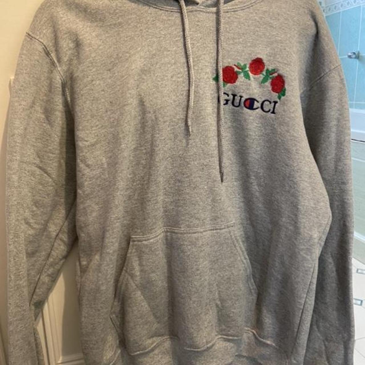 Gucci X Champion hoodie in size large grey colour