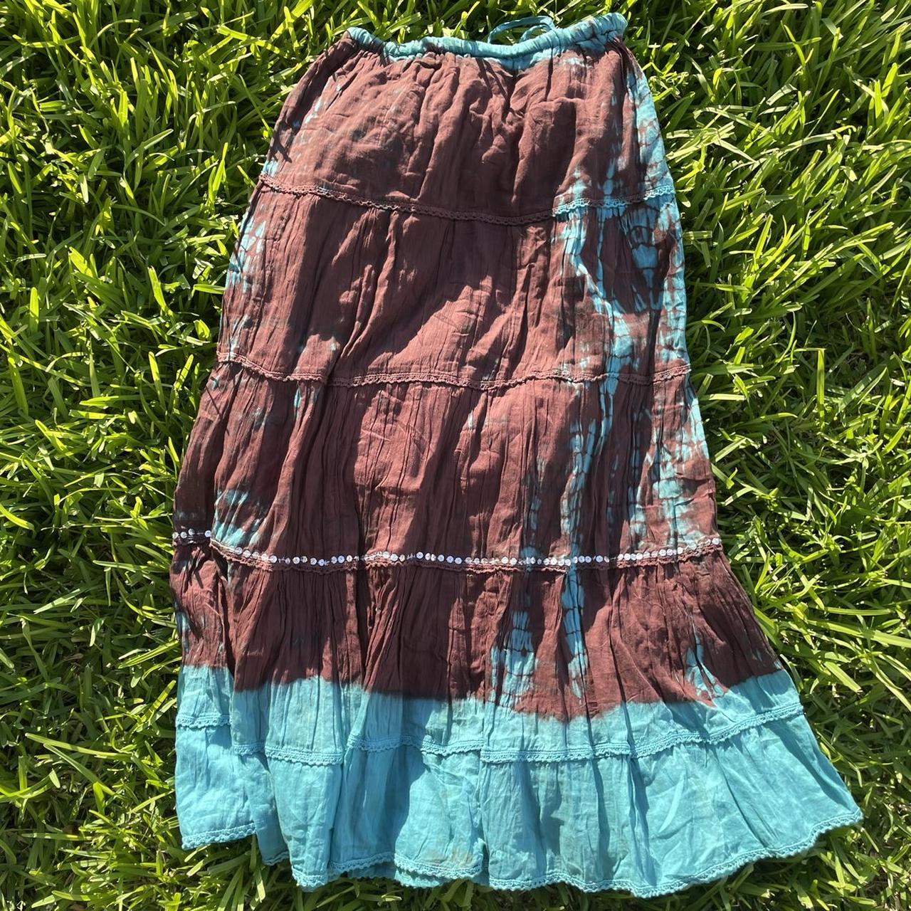 Women's Blue and Brown Skirt Depop