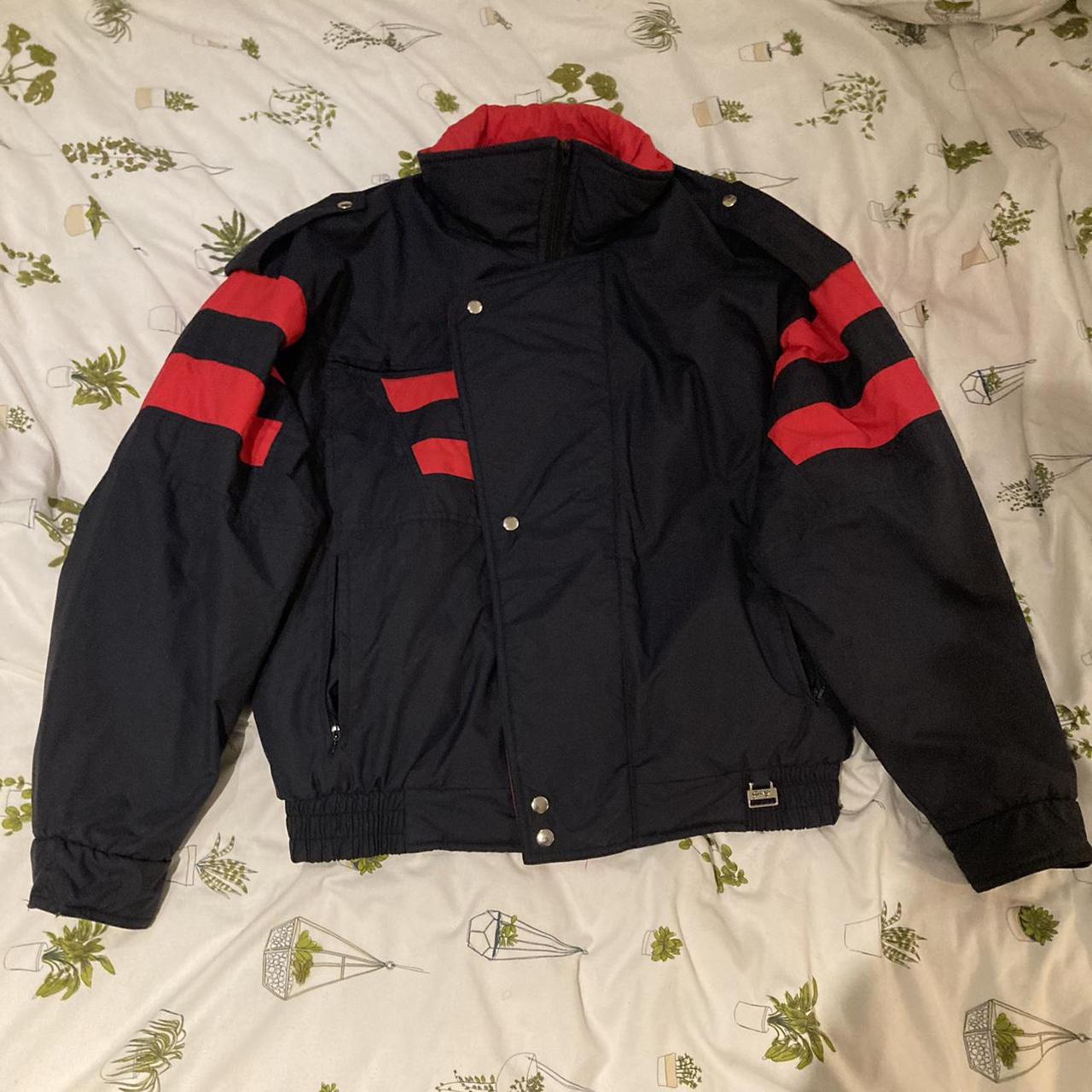 Vintage Black and Red Puffer Jacket -Excellent... - Depop