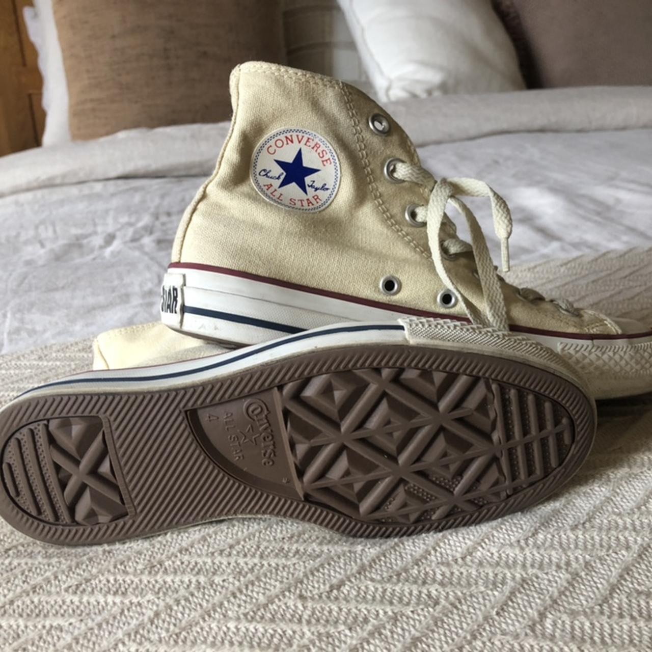 Off-White coloured Chuck Taylor Hightop Converse Depop