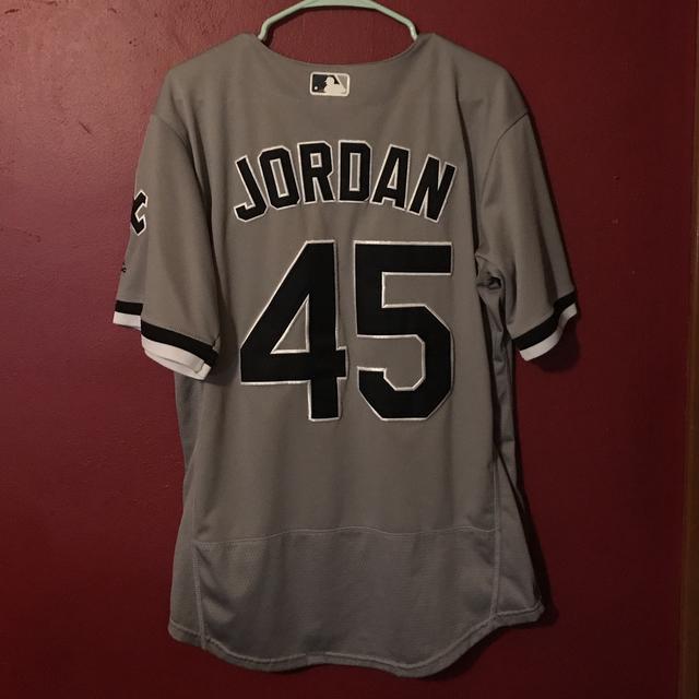 XXL white pinstripe Michael Jordan 45 White Sox jersey - Depop