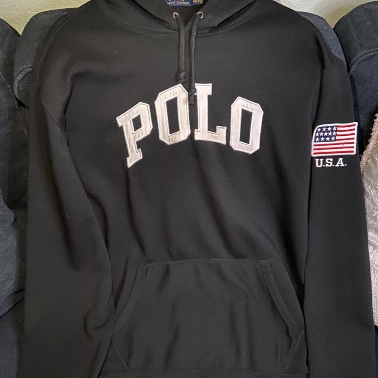 Polo Ralph Lauren Black Vintage Fleece Hoodie Polo Ralph Lauren