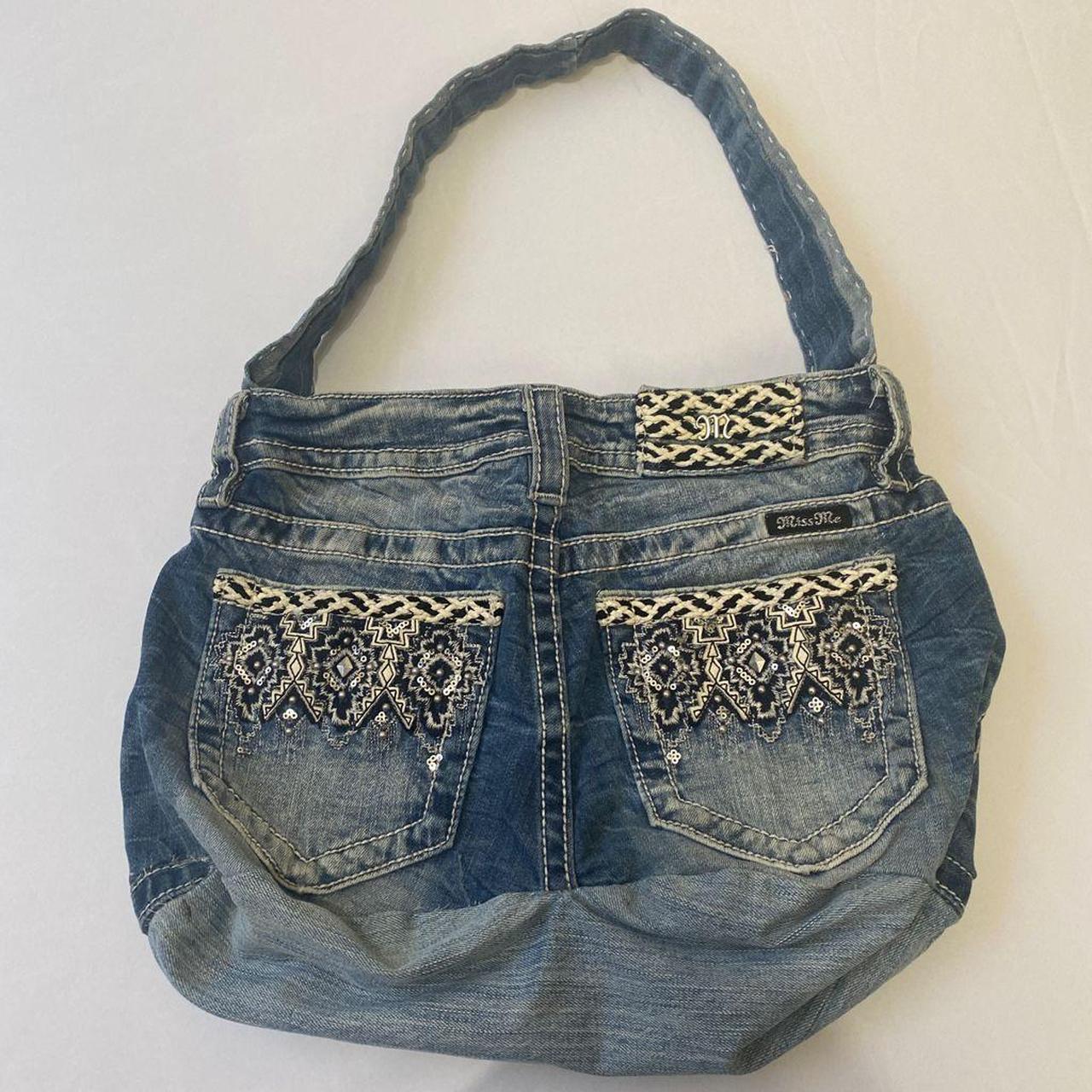 Repurposed Miss Me Jeans Made Into A Denim Purse,... - Depop