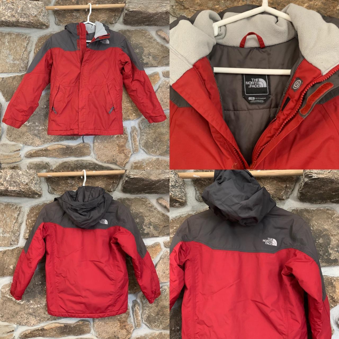 Y2K Red/Grey The North Face Zip Up Puffer... - Depop