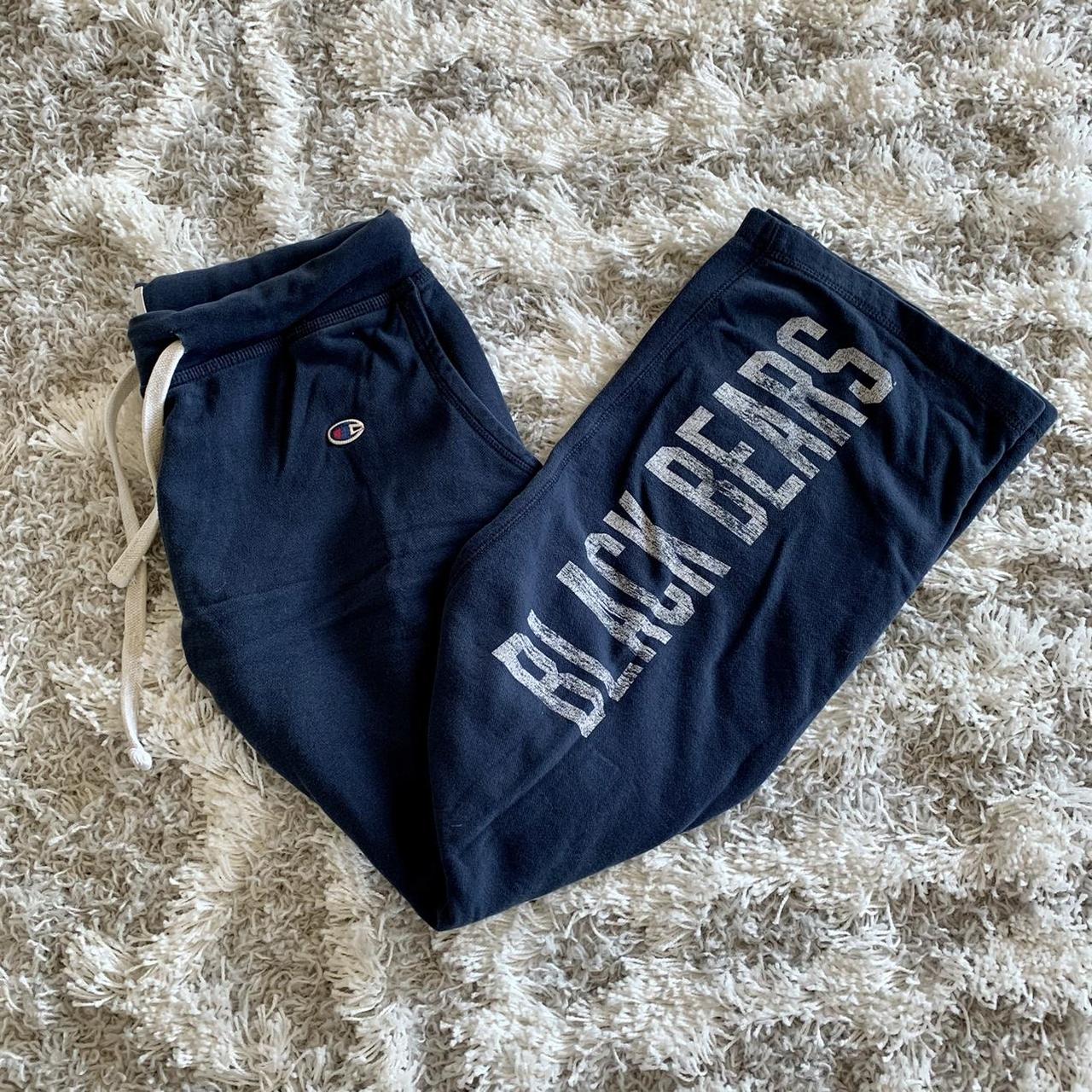 Black Bears Navy Blue/White Champion Sweatpants... Depop