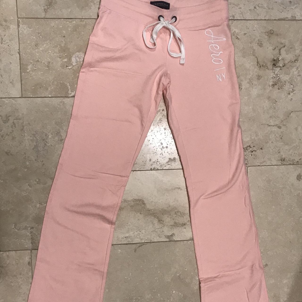 2000s pink aeropostle track sweatpants lowrise, size - Depop