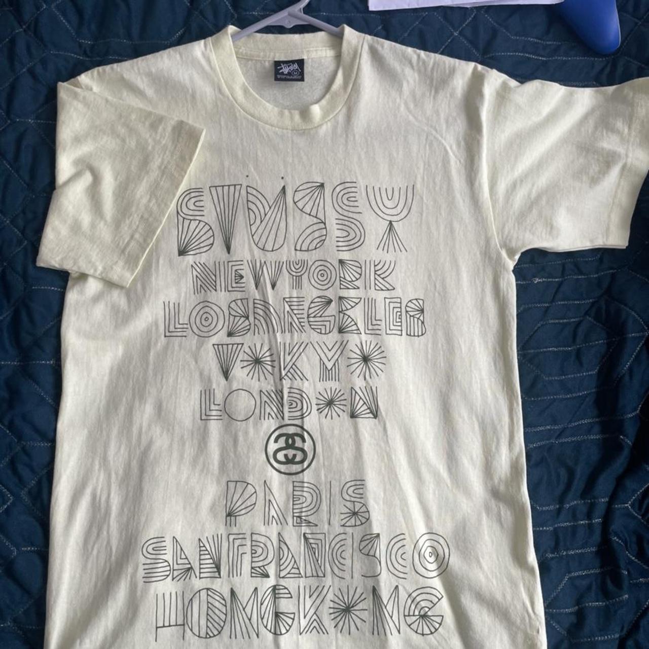 2000s stussy tee, faded yellow colour, 9.5/10... - Depop