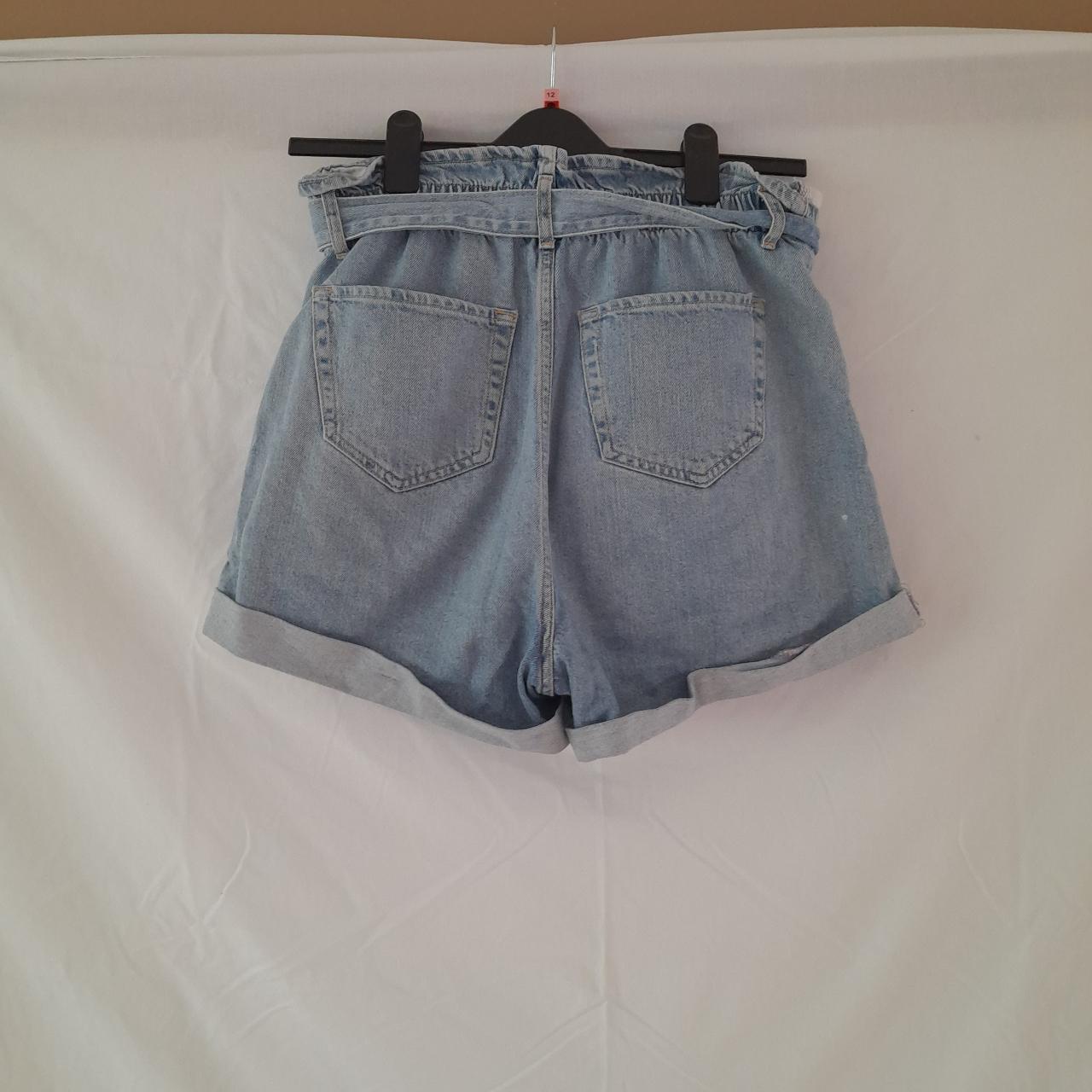 Denim paperbag style shorts, light wash - Depop