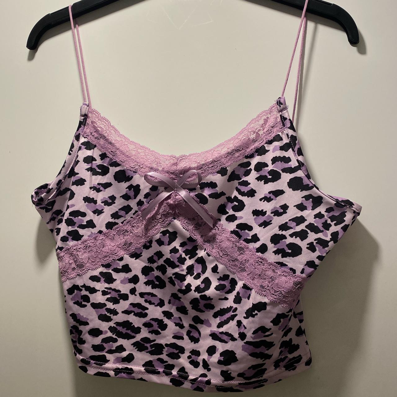 shein leopard print lace cami top, never worn, size... - Depop