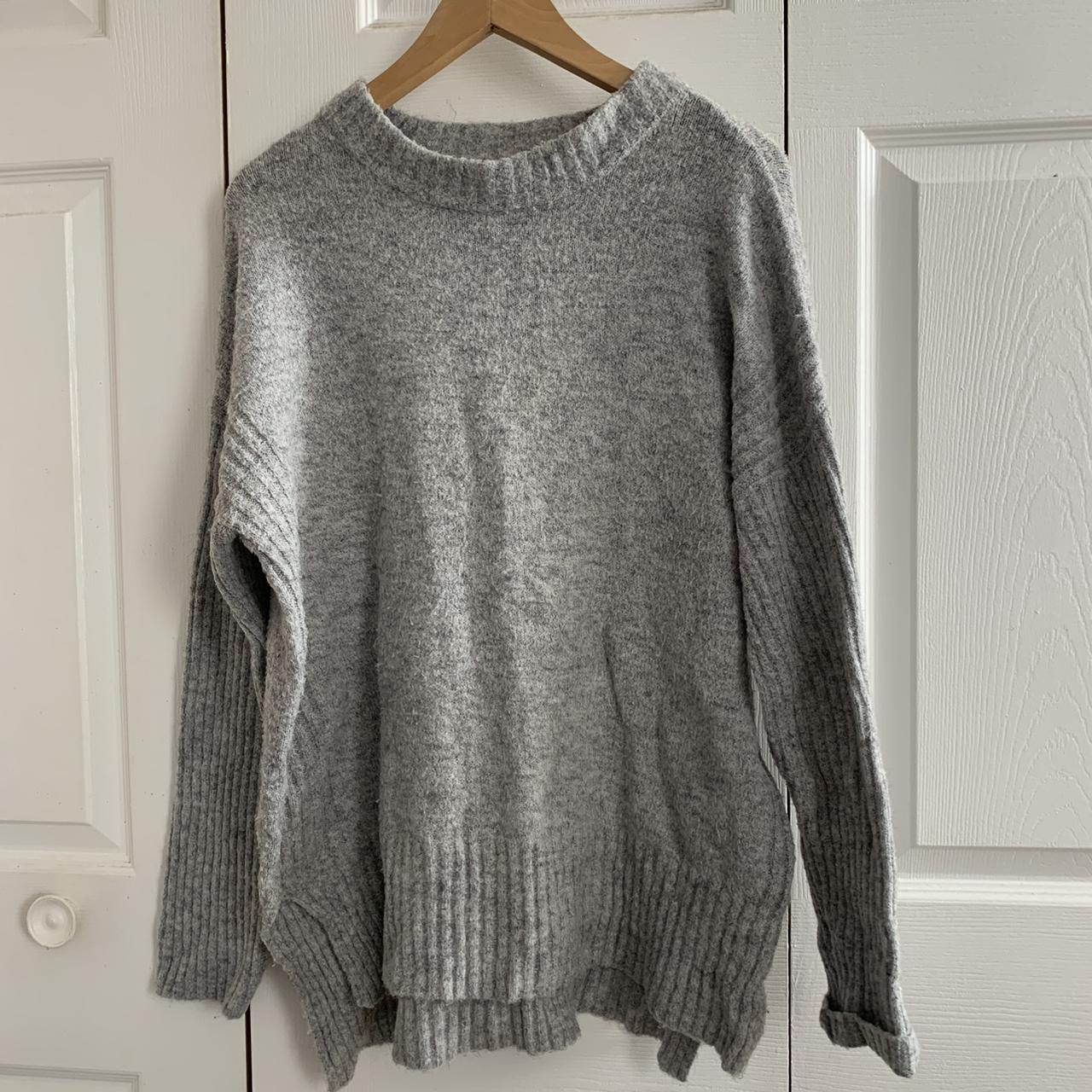 light gray fuzzy sweater from Primark Size L PRICE... - Depop