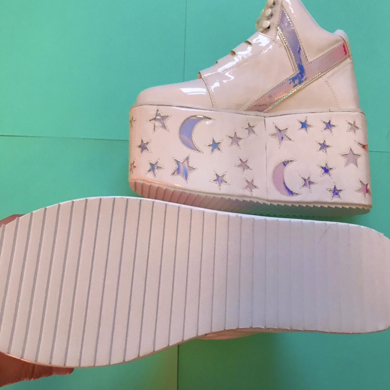 ☺︎ YRU Qozmo moon star platforms in white in size 7, | Depop