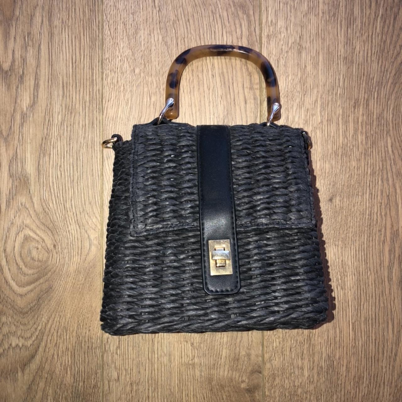 Small black sales straw bag