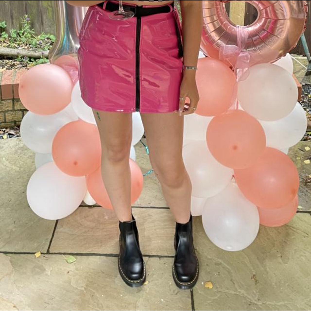 Plt Neon Pink Vinyl Zip Front Skirt Size 8 But Would Depop 1896