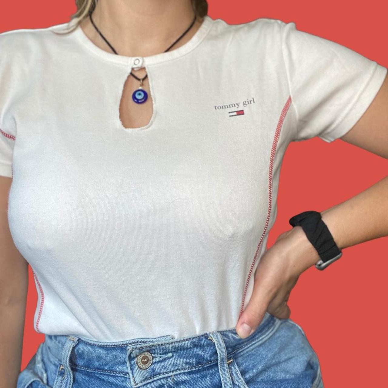 tommy h. white baseball style vintage tshirt... Depop