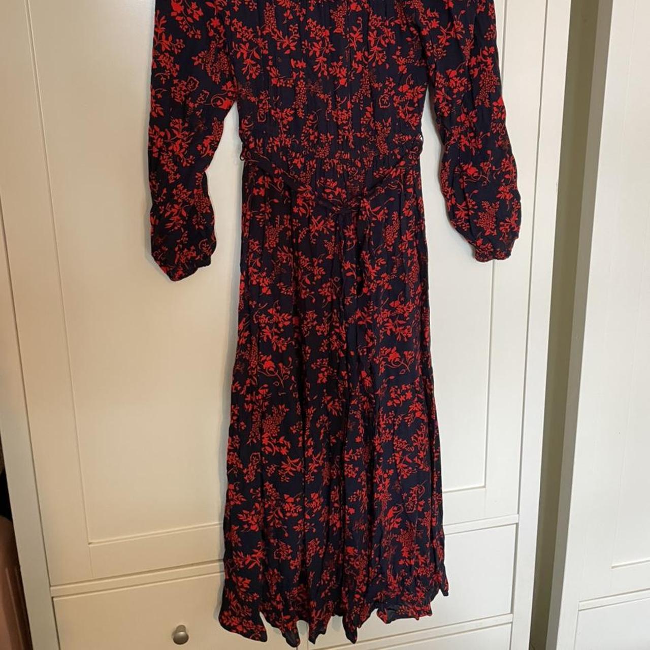 Marks and Spencer maxi dress, red and black floral... - Depop