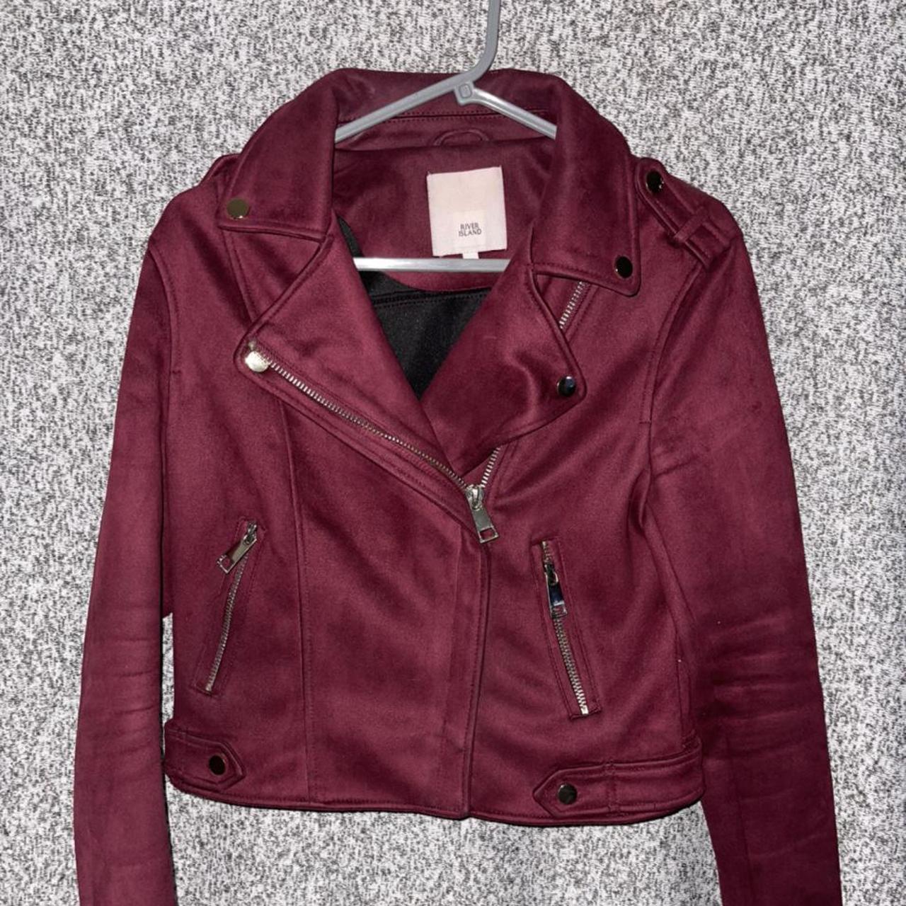 River Island Women's Burgundy and Red Jacket | Depop