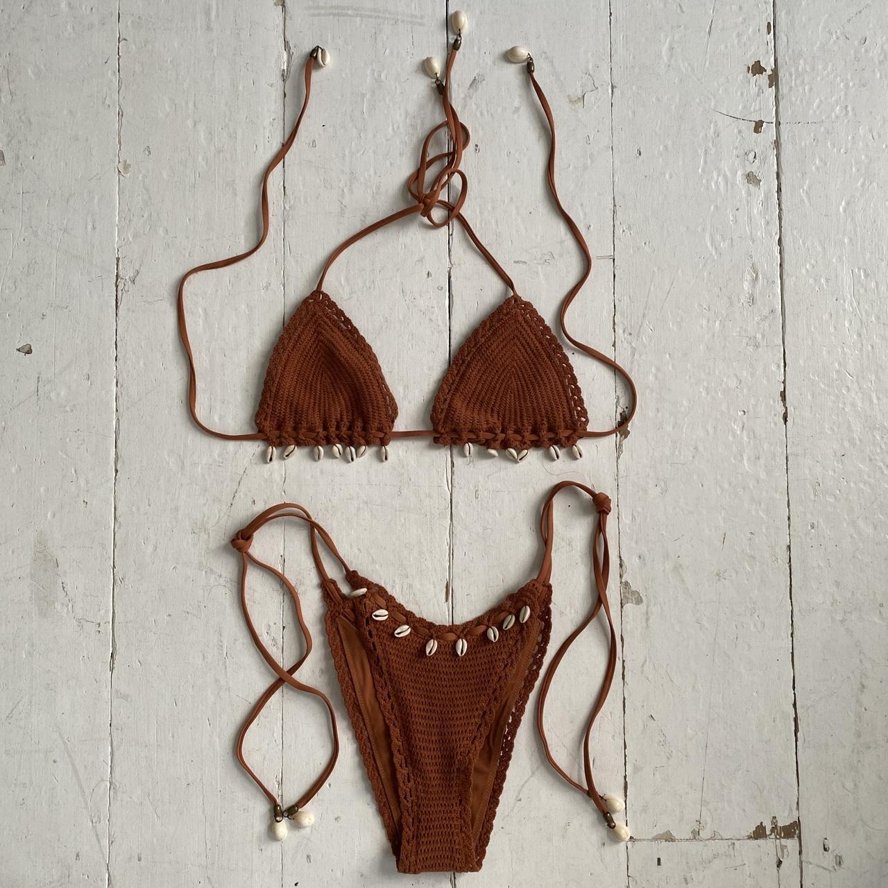 Zimmermann Andie Crochet Bikini In Brown Size S A Depop