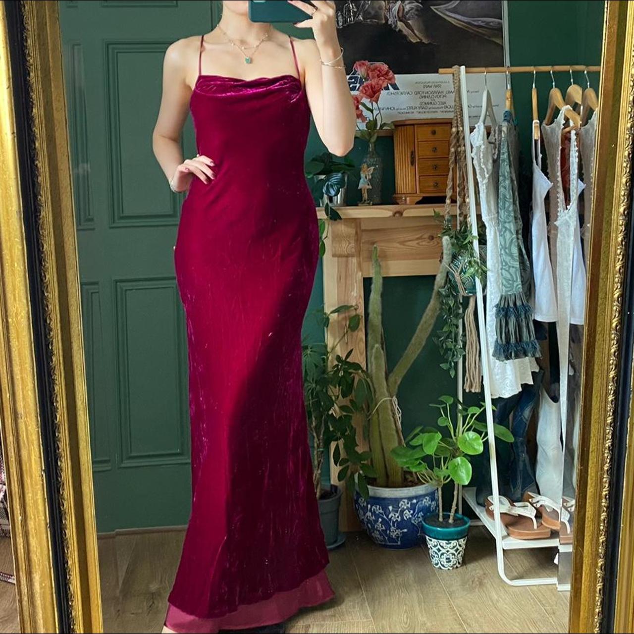 Beautiful buy Burgundy Vintage Formal Maxi Dress