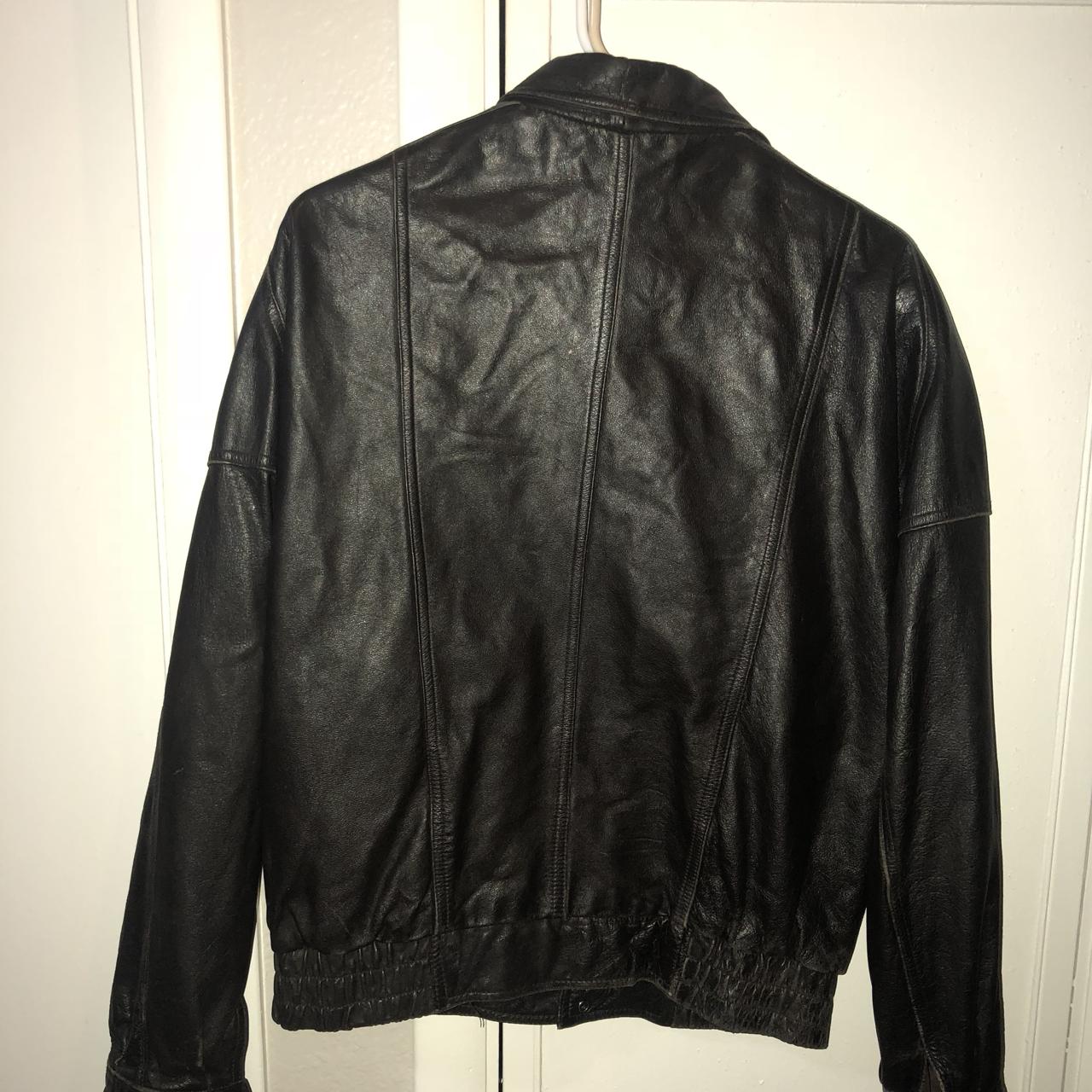 Vintage Leather Jacket, fits like a L-XL - Depop