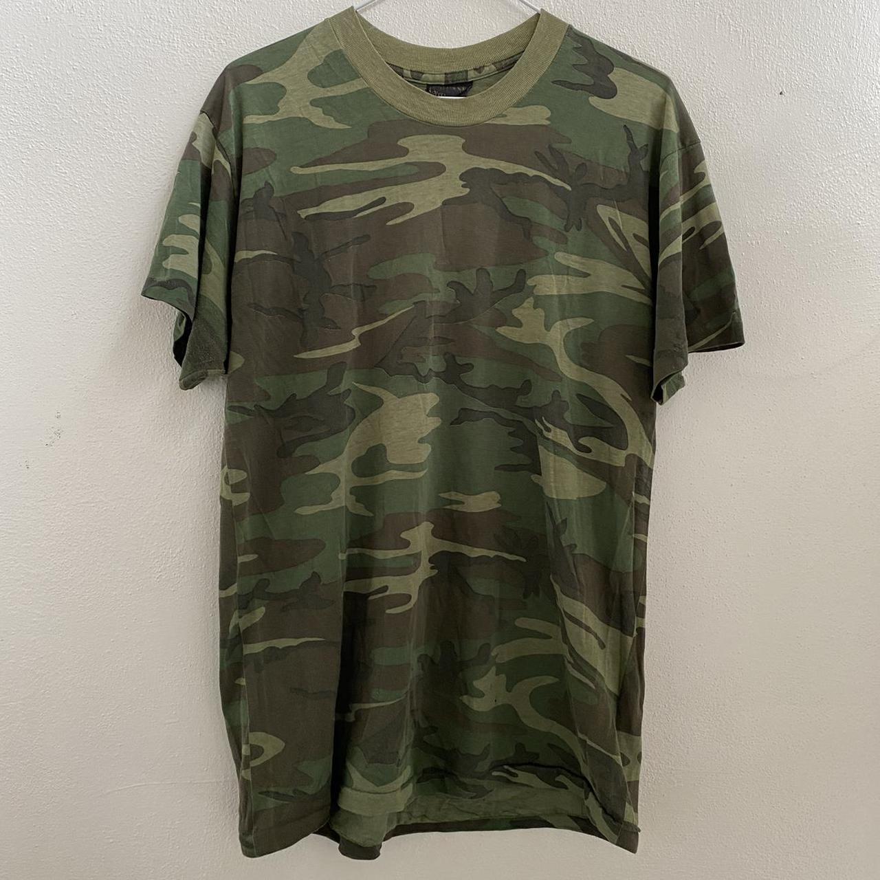 Vintage single stitch army camo shirt sleeve tee.... - Depop