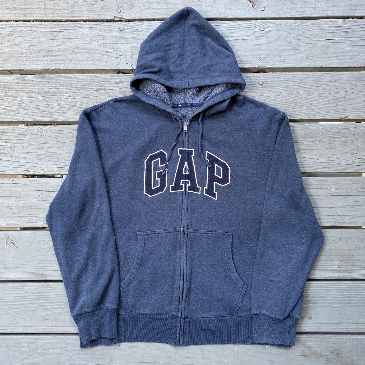 Vintage GAP Spellout Zip-Up Hoodie Sweatshirt - ... - Depop