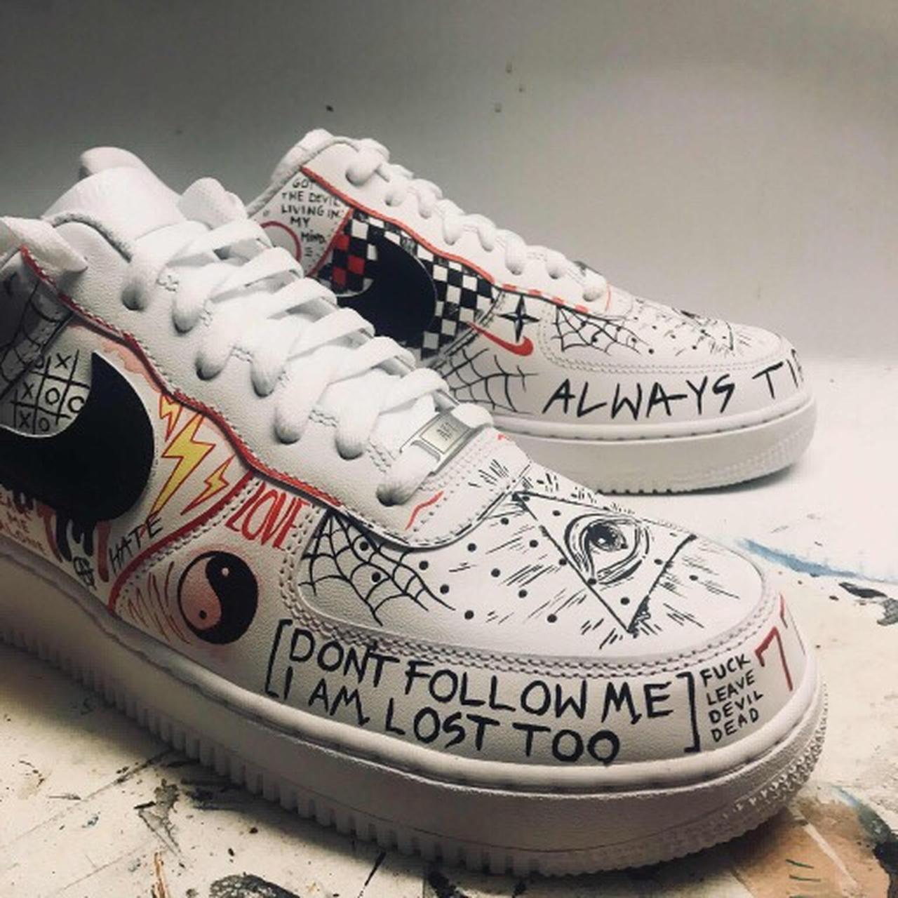 Nike Air Force 1 doodle custom Hi! I make customs,... - Depop