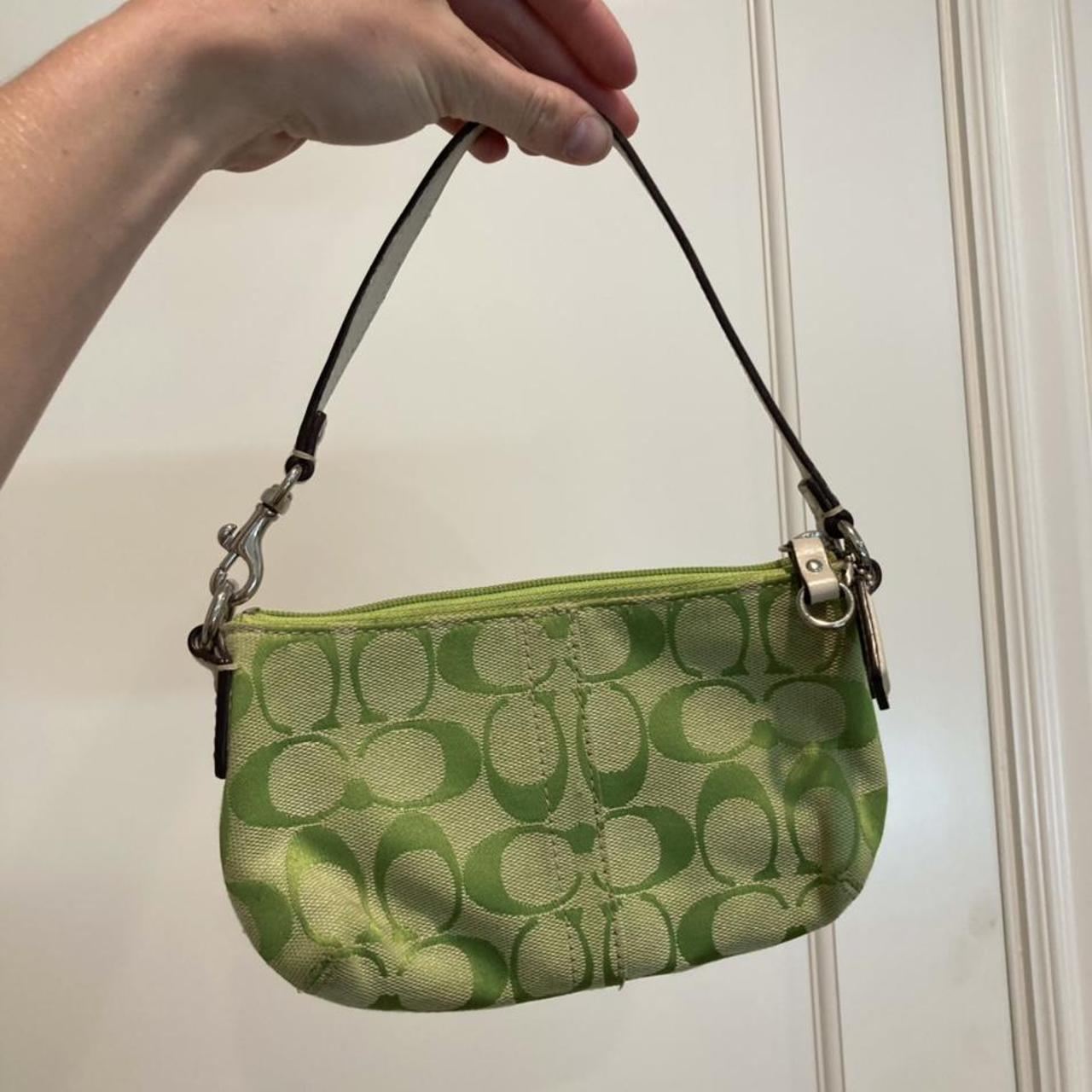 Cute Y2K Coach neon green mini-purse! Perfect size... - Depop