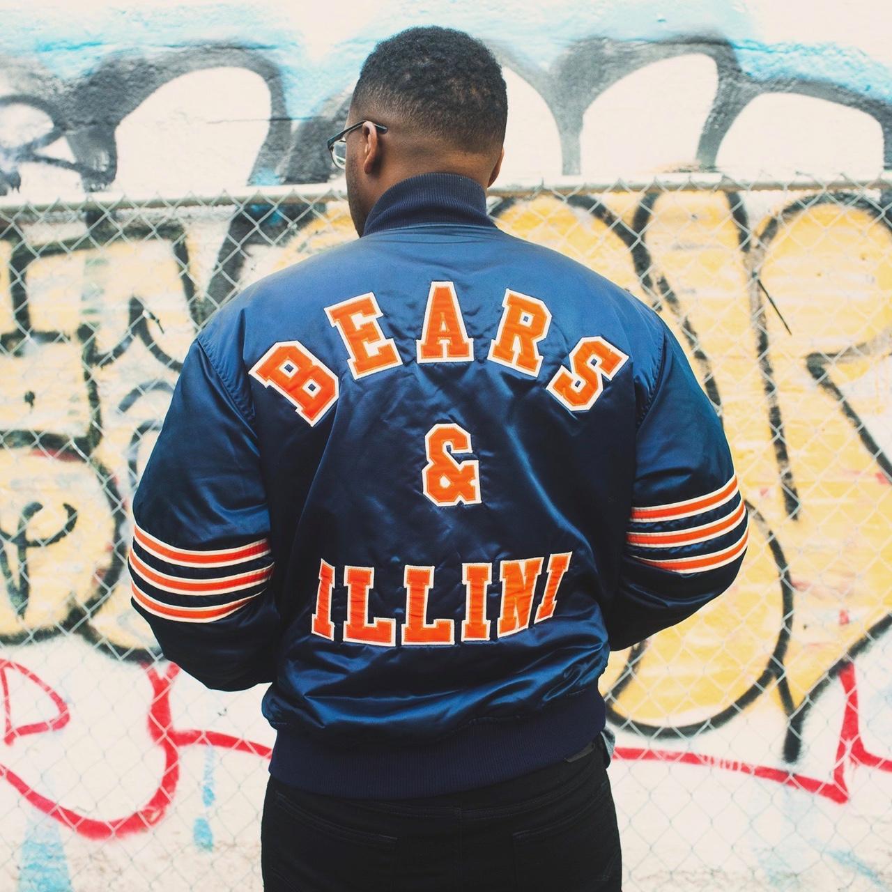 Vintage Chicago Bears Chalk Line Satin Bomber Embroidered 