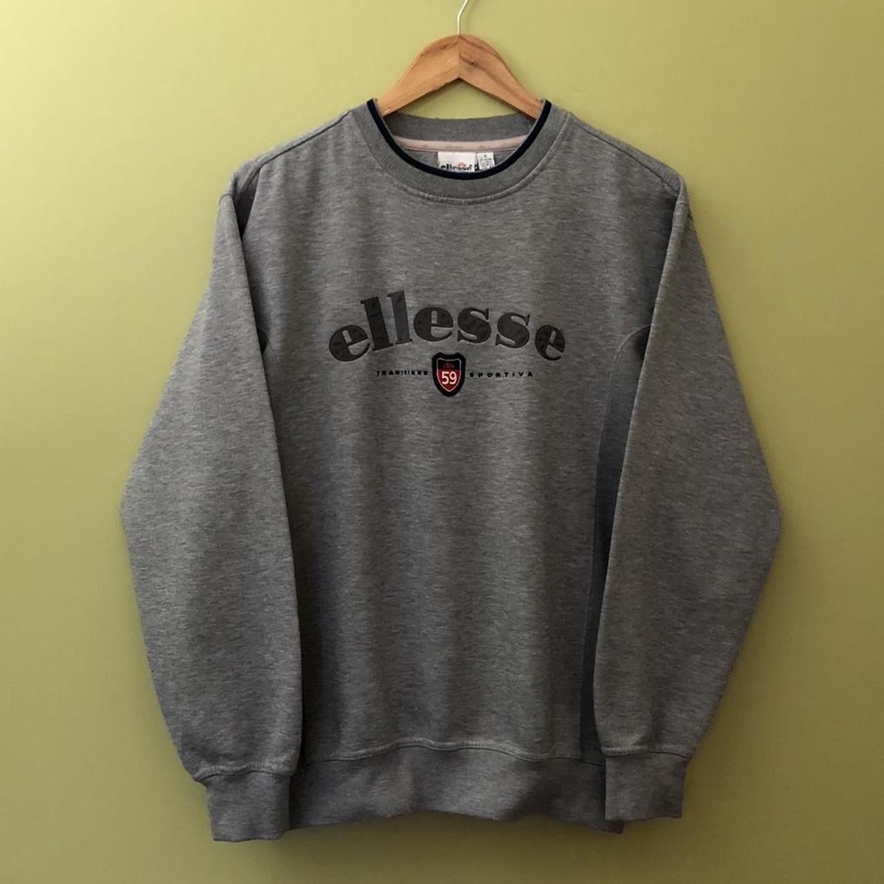 Vintage Ellesse Pullover Sweatshirt in Grey.... - Depop