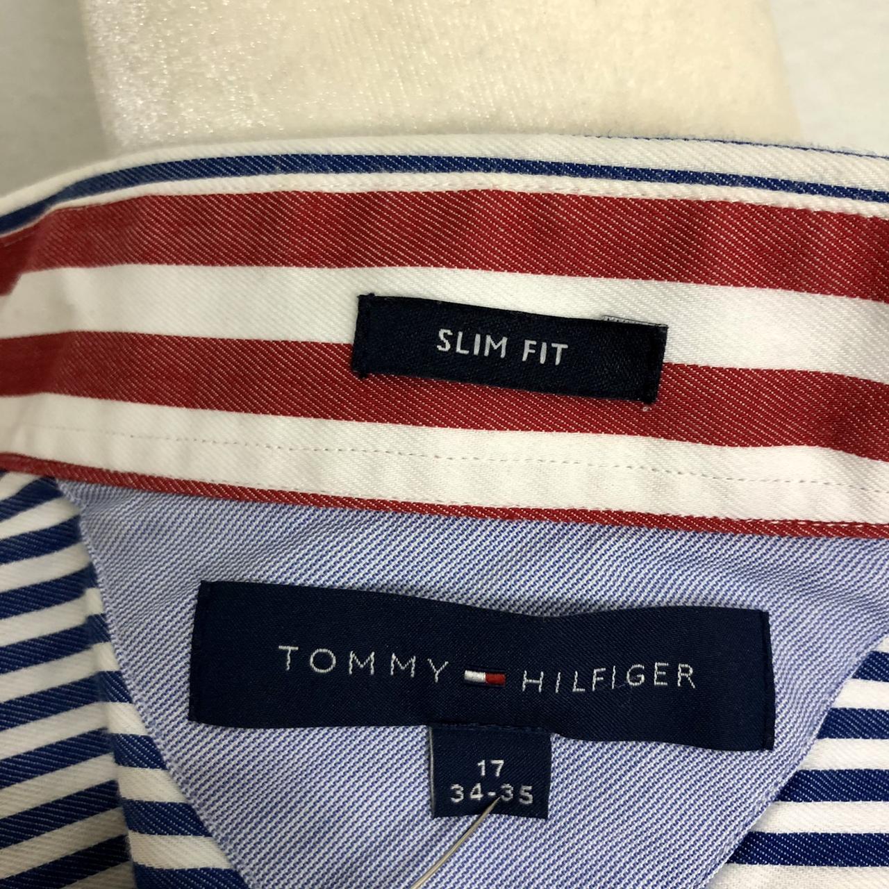 Tommy Hilfiger Men's Navy and White Shirt | Depop