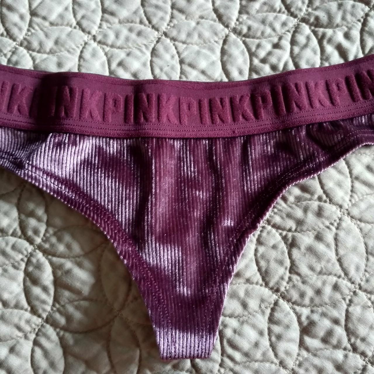 Victoria's Secret PINK velvet thong. Wide logo band. - Depop