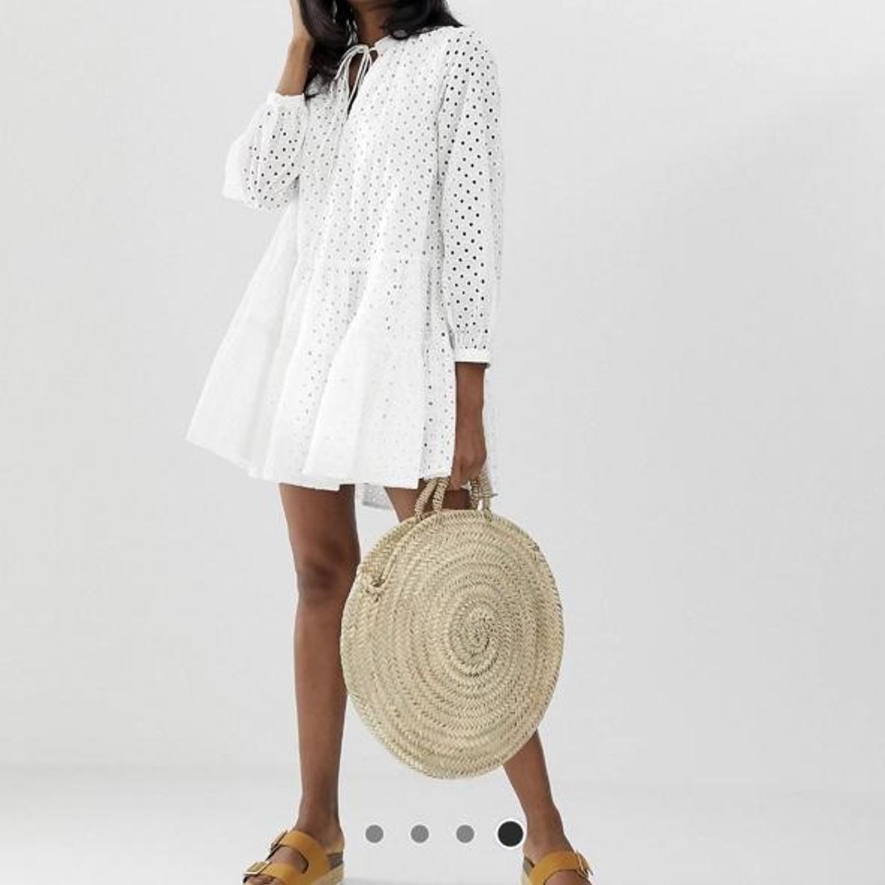 Asos design tiered trapeze mini dress in sales broderie