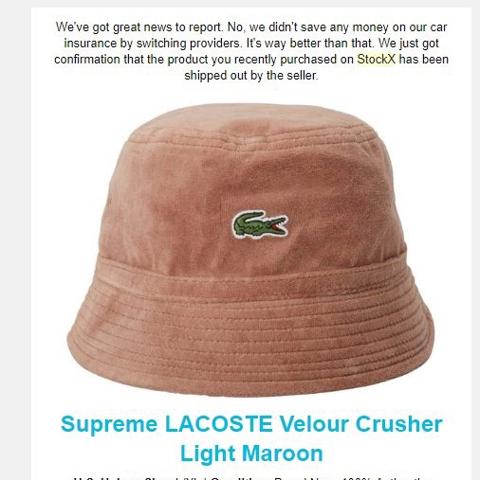 Supreme x Lacoste Velour Crusher Bucket Hat Brand... - Depop