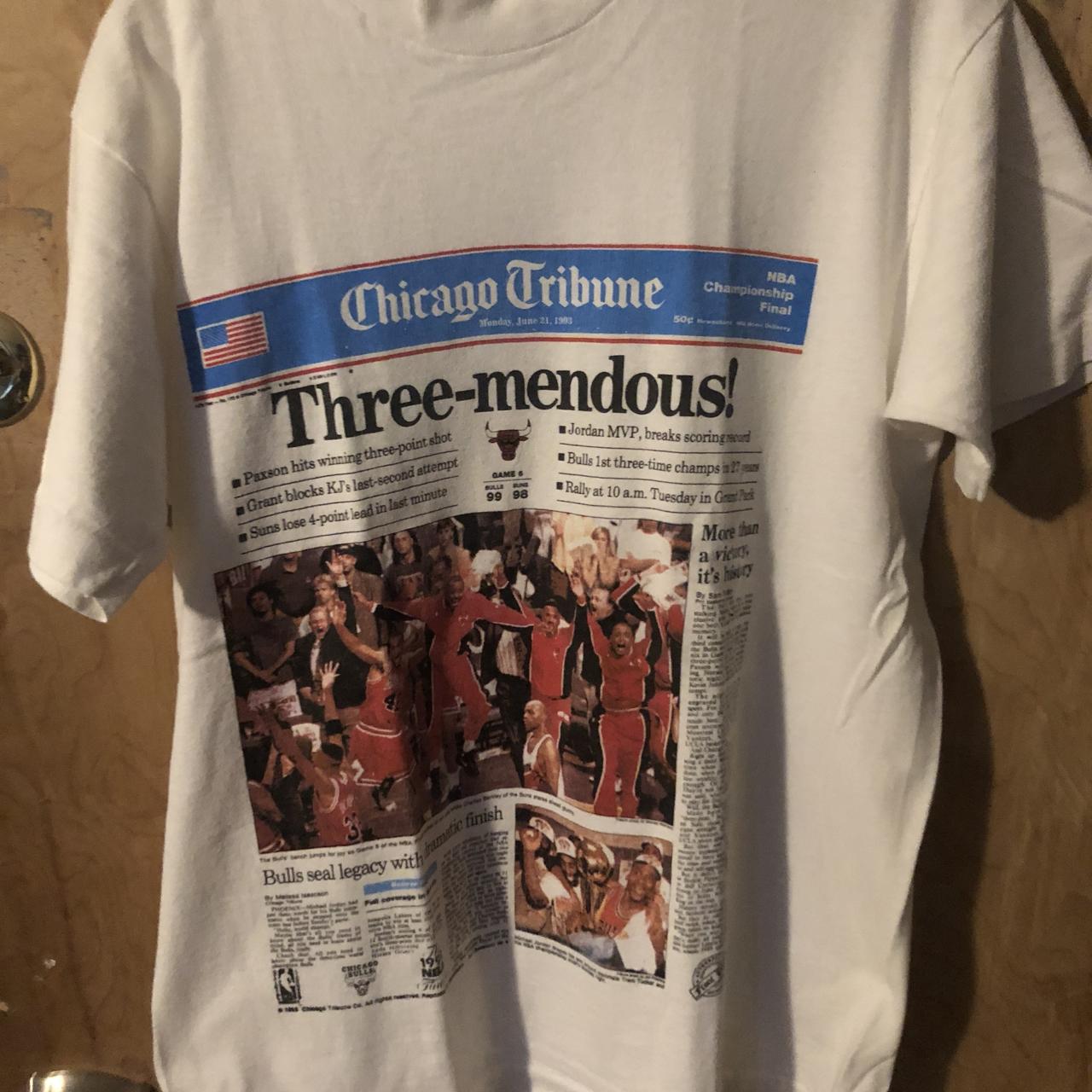 Vintage Chicago Bulls Three peat Chicago Tribune... - Depop