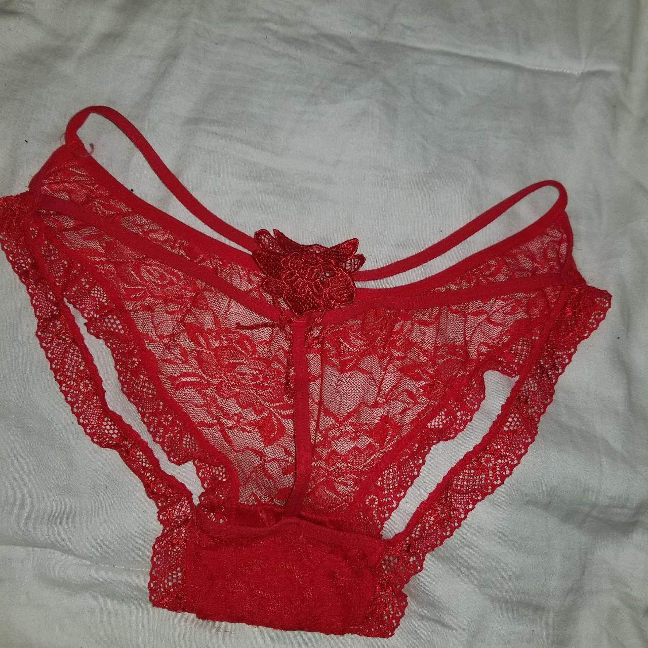 red lace thong panty. Never worn. this panty is - Depop