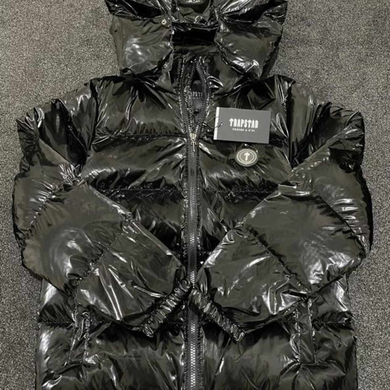 trapstar irongate shiny black detachable puffer jacket