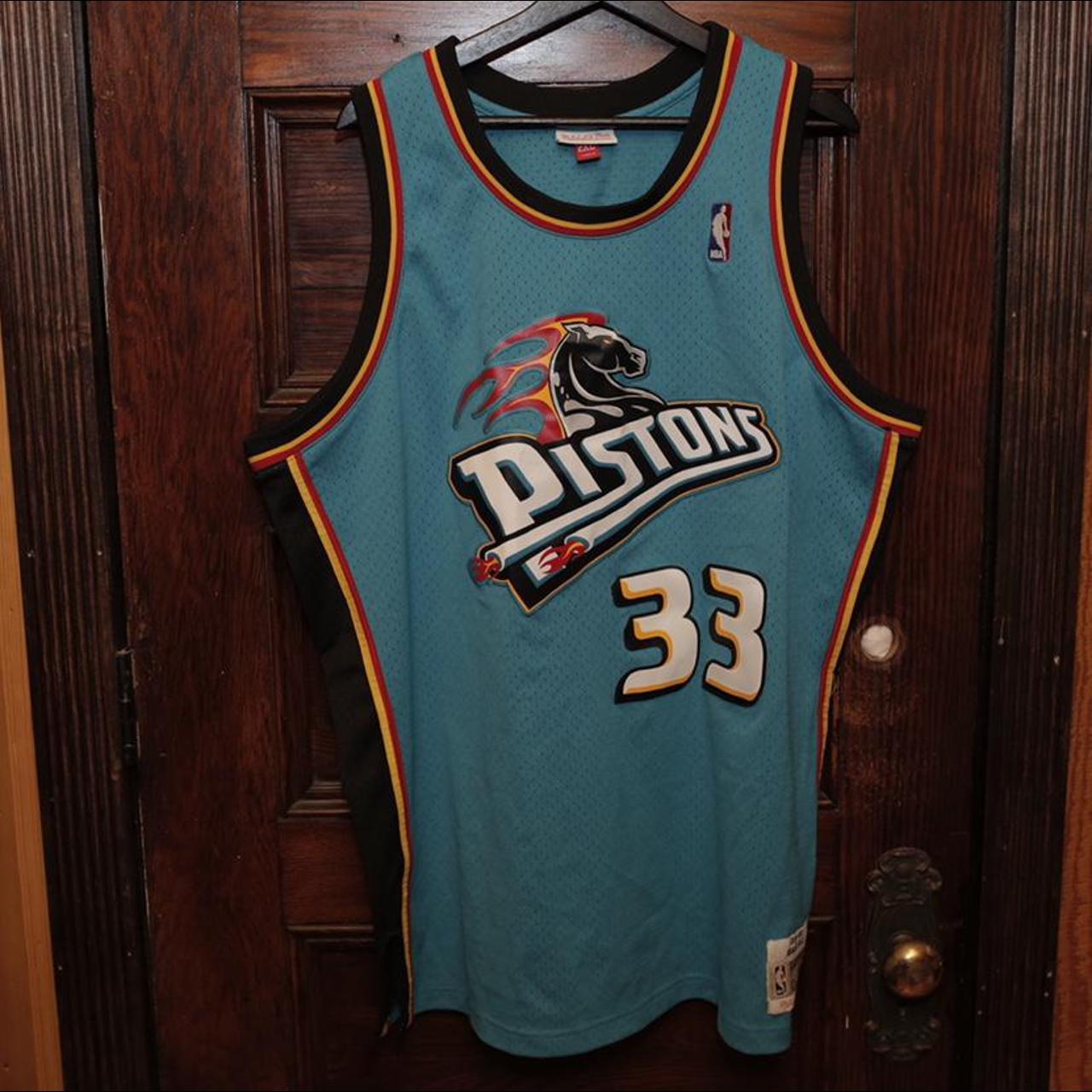 NBA Detroit Pistons #33 Hill Red Champion Jersey - Depop