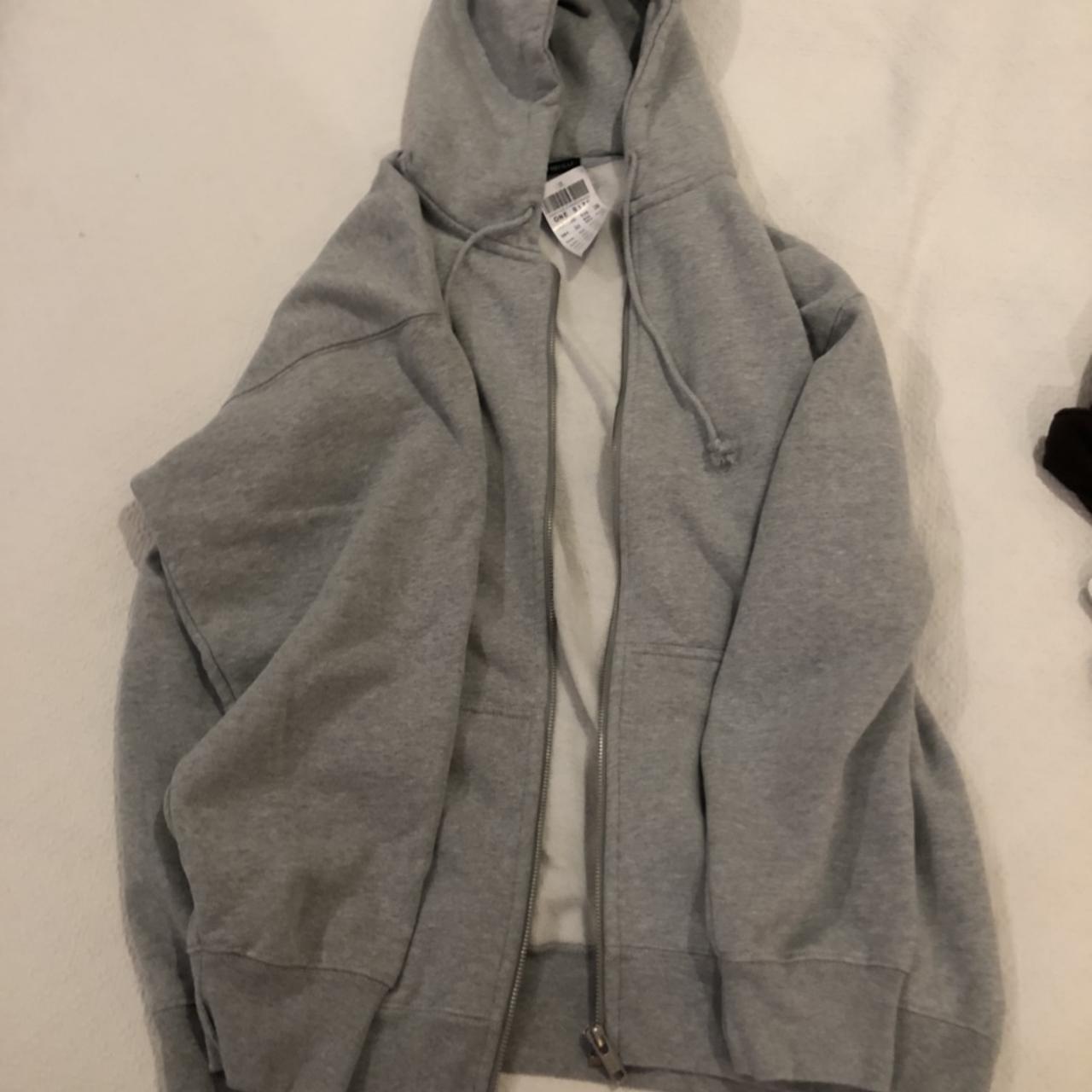 brandy melville grey carla zip up hoodie not 100% - Depop