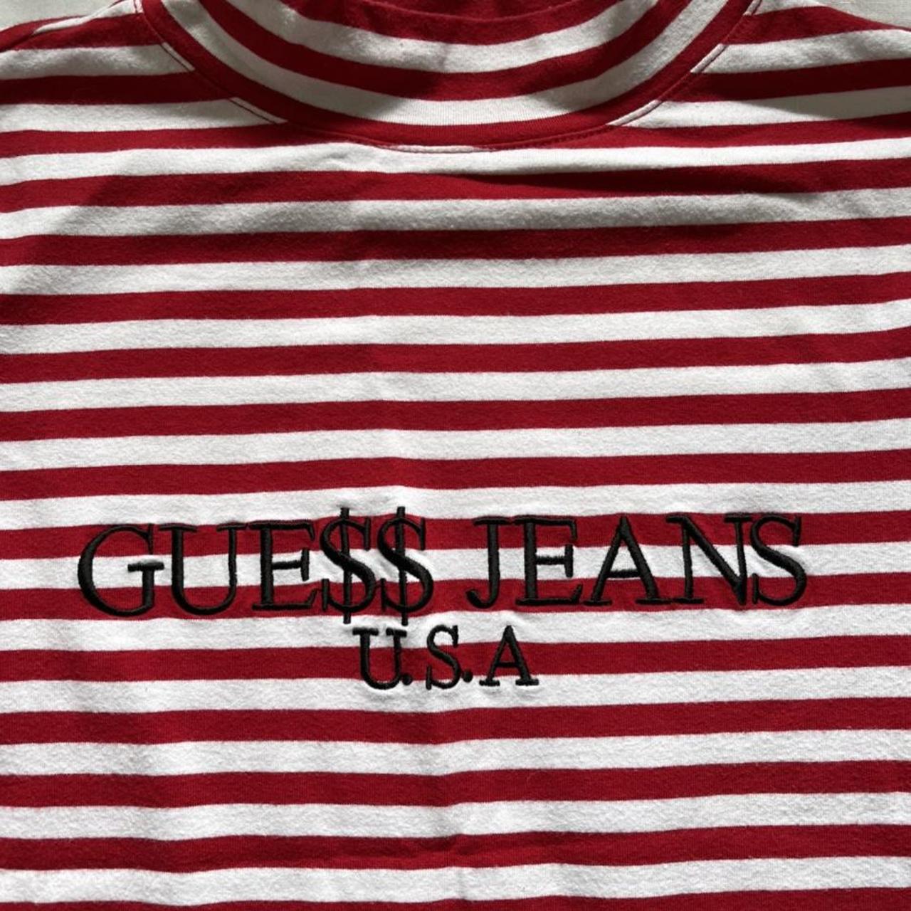 GUESS JEANS X ASAP ROCKY RED AND WHITE LONG... Depop