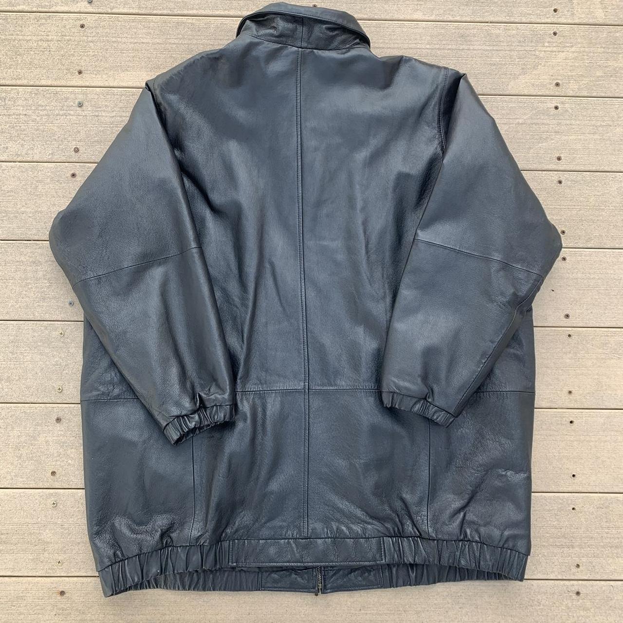 Vintage black leather jacket Brand Venezia Size... Depop