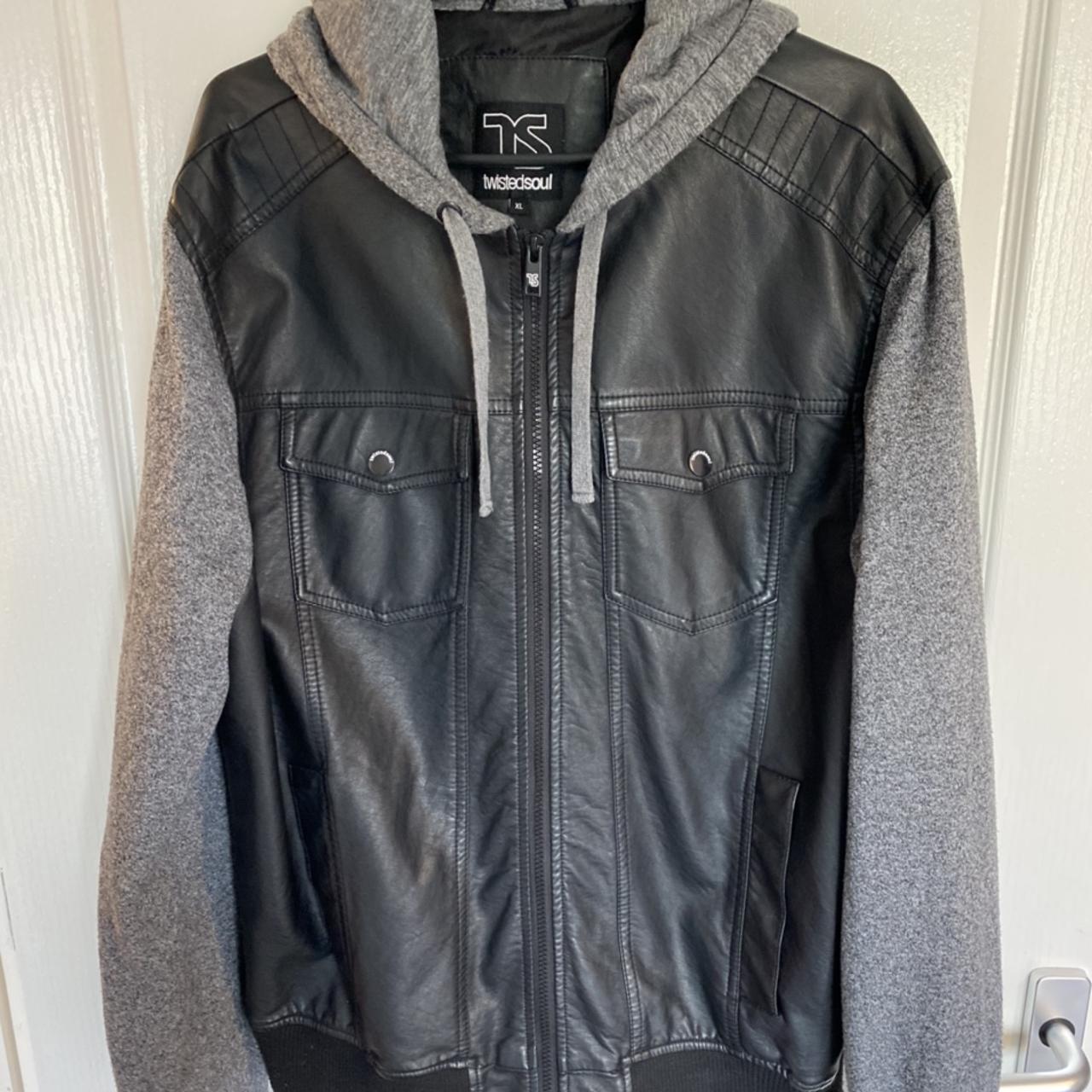 Men’s imitation leather jacket size xl in good... - Depop