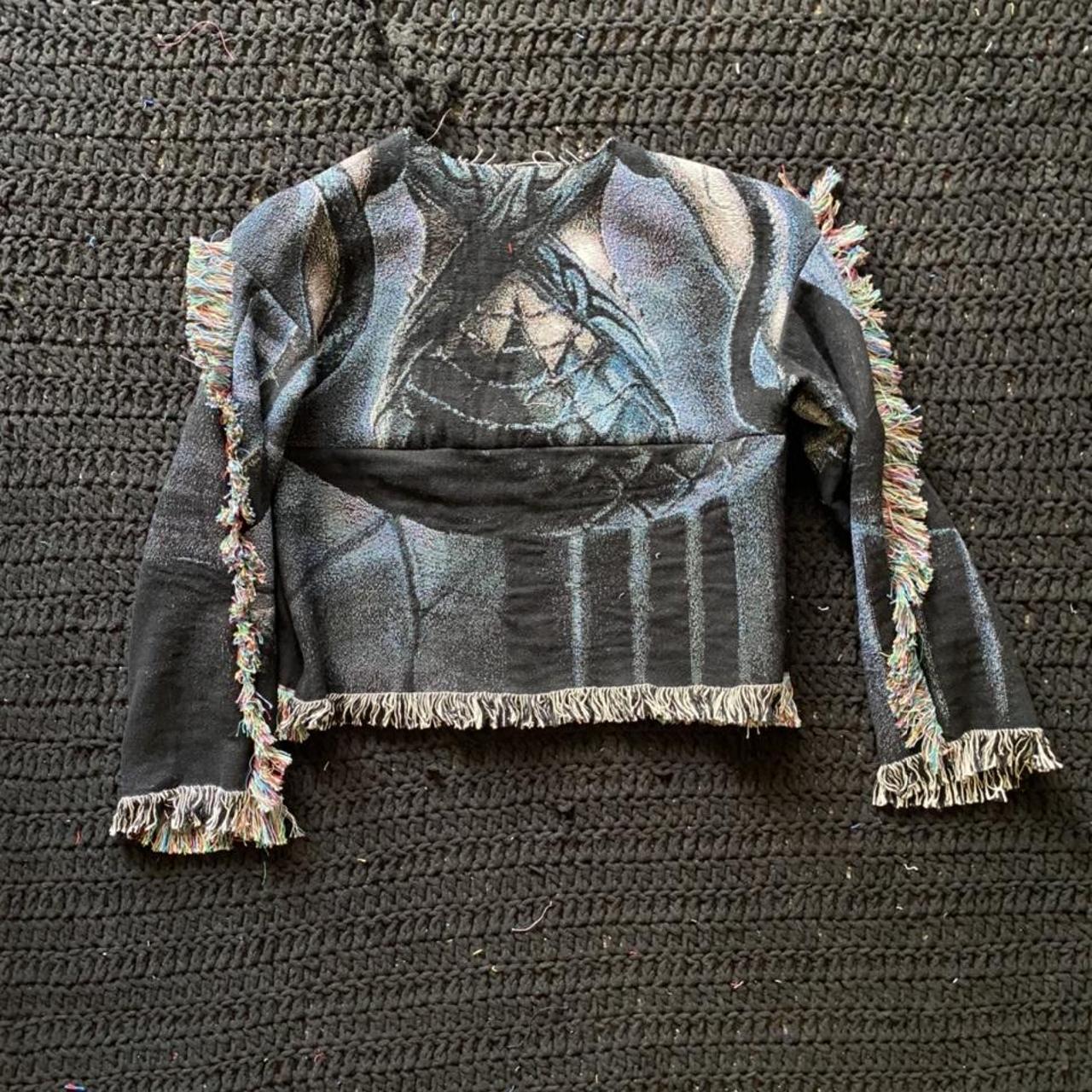 Goth Medusa Tapestry Blanket Sweater w/ Fringe... Depop