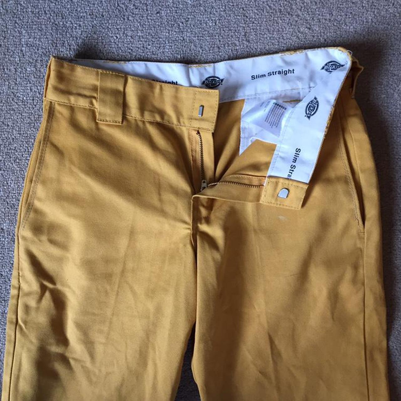 DICKIES SLIM STRAIGHT FIT TROUSERS rare yellow... - Depop