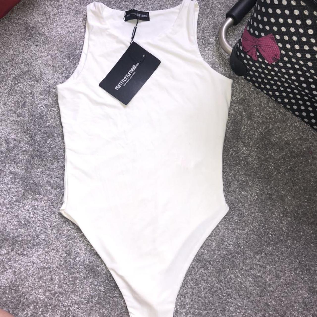 White Slinky Racer Sleeveless Bodysuit